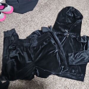 Black Velour Hoodie and Pants Set